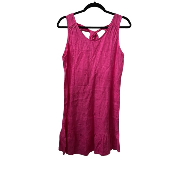 Terzo Millennio Pink 100% Linen Made In Italy Ruffle Hem Size Small Dress. - Picture 8 of 8